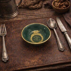 Mayer China Green Gold SC Crest 1960's Fruit Dessert Bowl